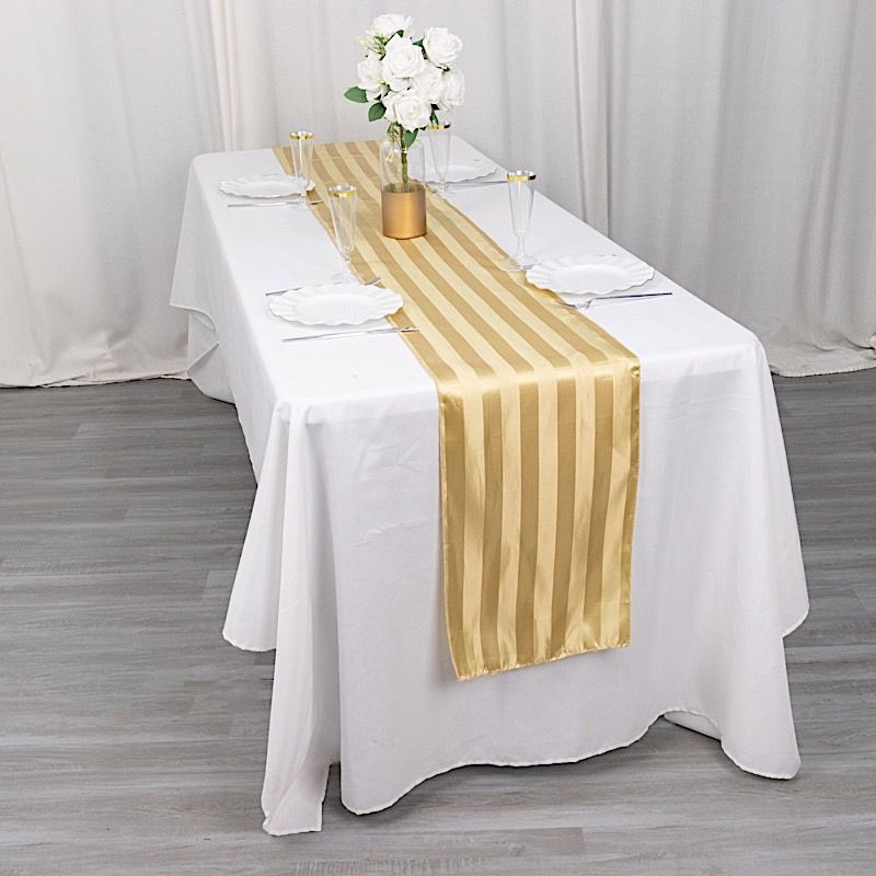12x108 in Stripes Satin TABLE RUNNER Wedding Party Linens Events Decorations - Picture 13 of 65