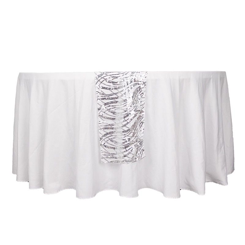 12x108 in Mesh Wavy Embroidered Sequins TABLE RUNNER Party Events Decorations - Picture 55 of 70