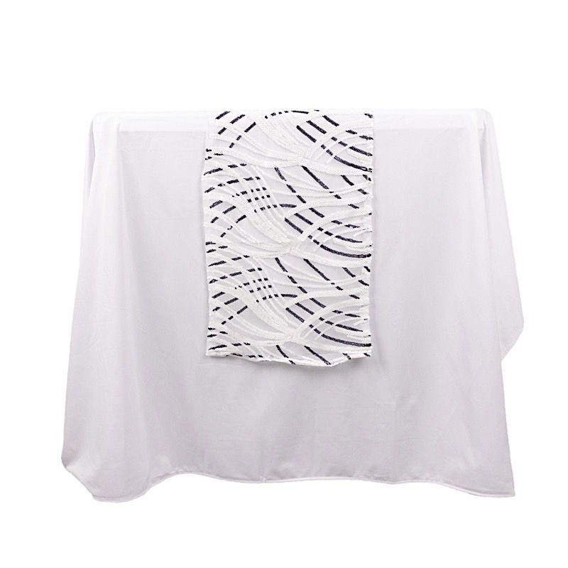 12x108 in Mesh Wavy Embroidered Sequins TABLE RUNNER Party Events Decorations - Picture 69 of 70