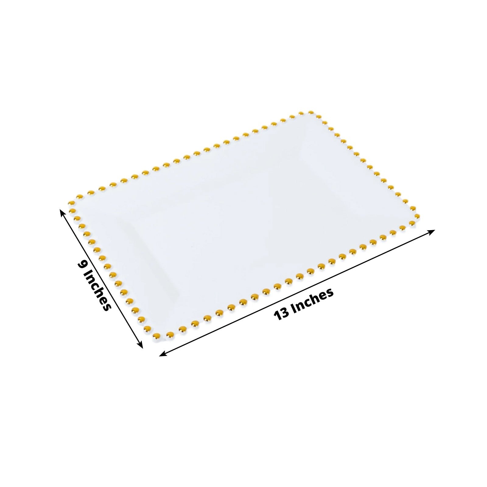 6 Rectangular Acrylic Serving Trays with Gold Beaded Rim Disposable Wedding