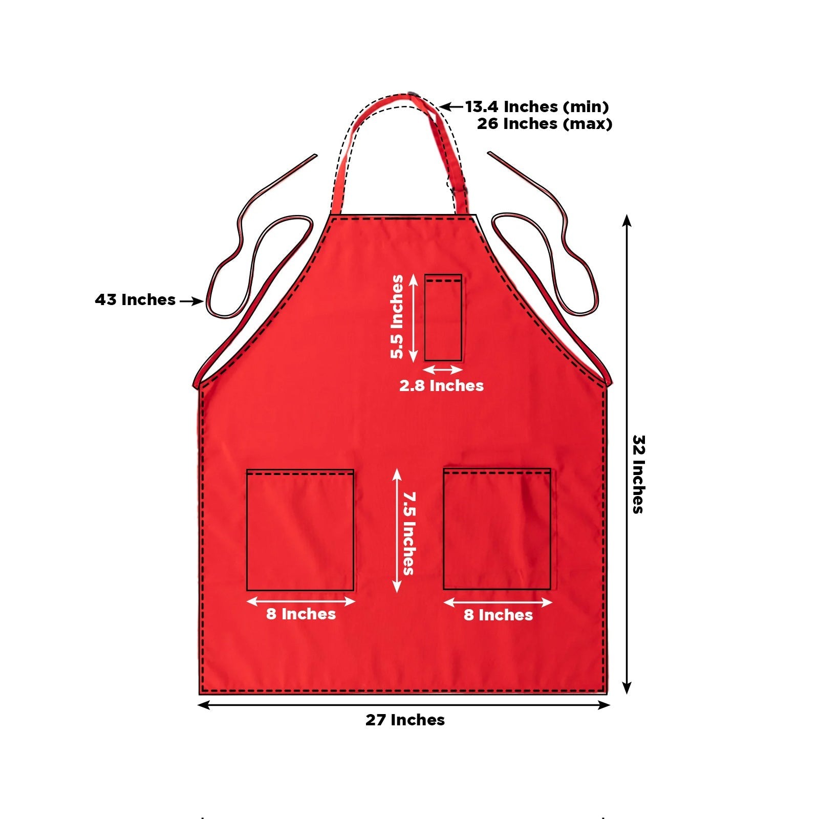 Premium Polyester Kitchen Chef Apron Adjustable Neck and Long Ties Home