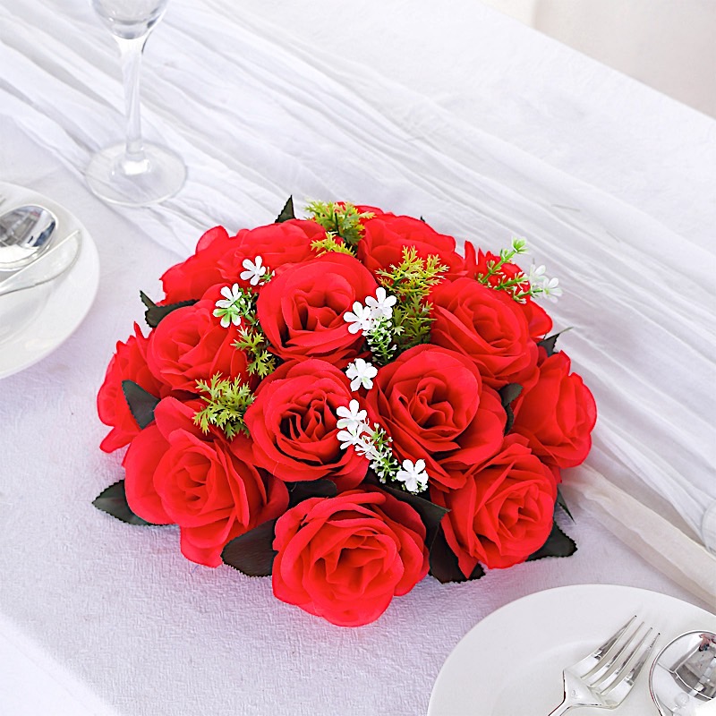 2 Bouquets 10" Silk Roses Artificial Flower Balls Wedding Party Home Decorations - Picture 14 of 34