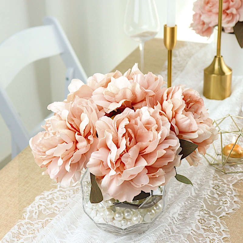 DUSTY ROSE 2 Bushes 17" Silk ARTIFICIAL PEONY FLOWERS Bouquets Wedding Party detailed image 3