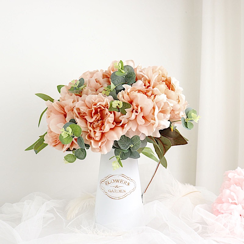 DUSTY ROSE 2 Bushes 17" Silk ARTIFICIAL PEONY FLOWERS Bouquets Wedding Party detailed image 8