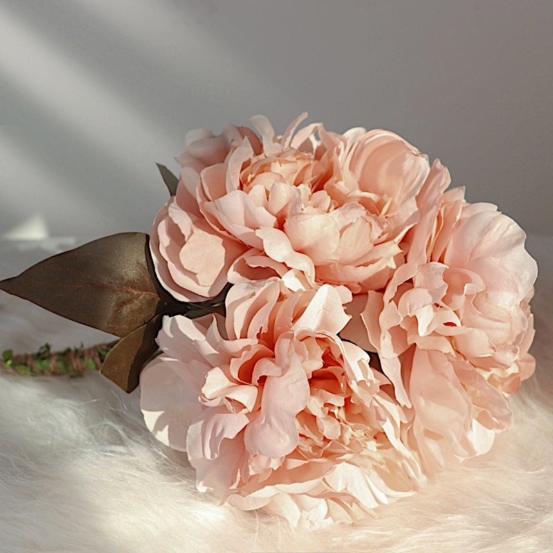 DUSTY ROSE 2 Bushes 17" Silk ARTIFICIAL PEONY FLOWERS Bouquets Wedding Party detailed image 7