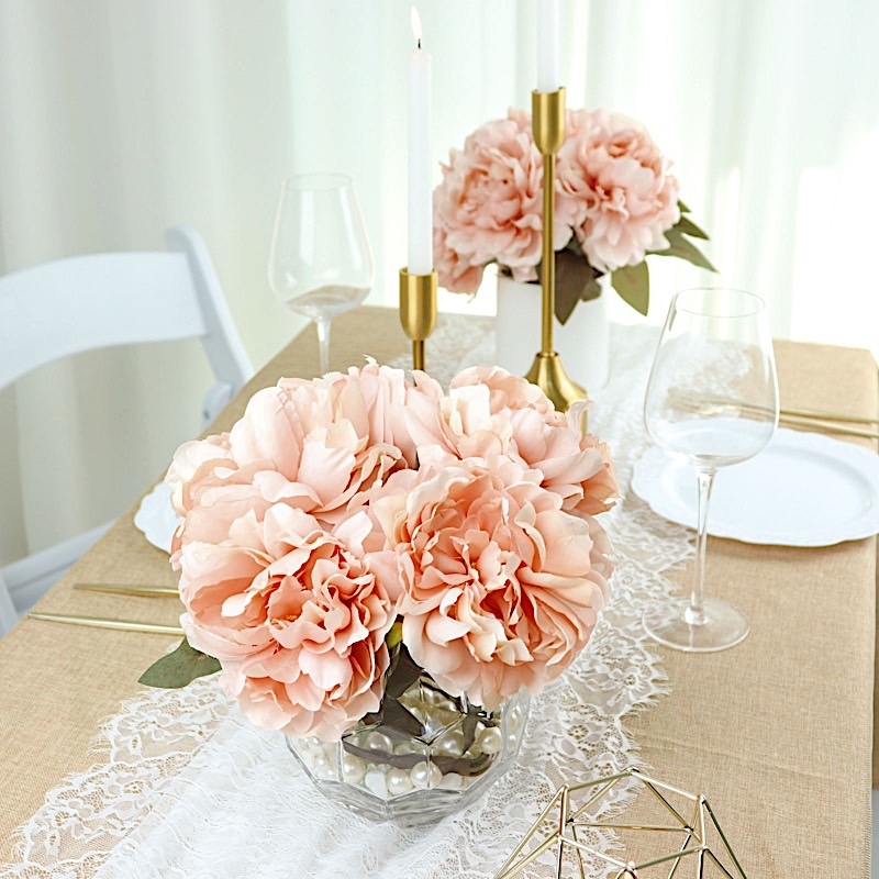 DUSTY ROSE 2 Bushes 17" Silk ARTIFICIAL PEONY FLOWERS Bouquets Wedding Party detailed image 4