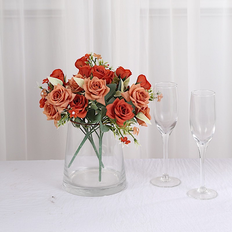 4 Bushes 12" Silk Roses Artificial Flowers Bouquets Party Events Decorations - Picture 53 of 66
