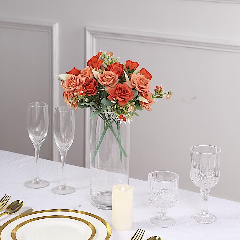 4 Bushes 12" Silk Roses Artificial Flowers Bouquets Party Events Decorations - Picture 52 of 66