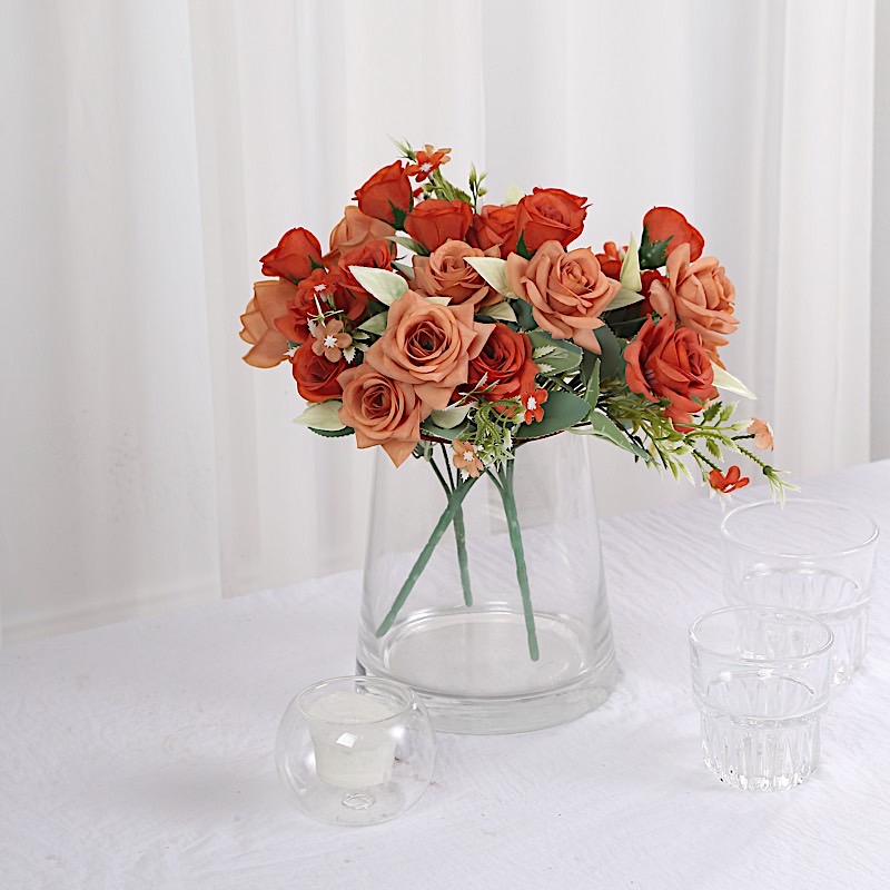 4 Bushes 12" Silk Roses Artificial Flowers Bouquets Party Events Decorations - Picture 55 of 66