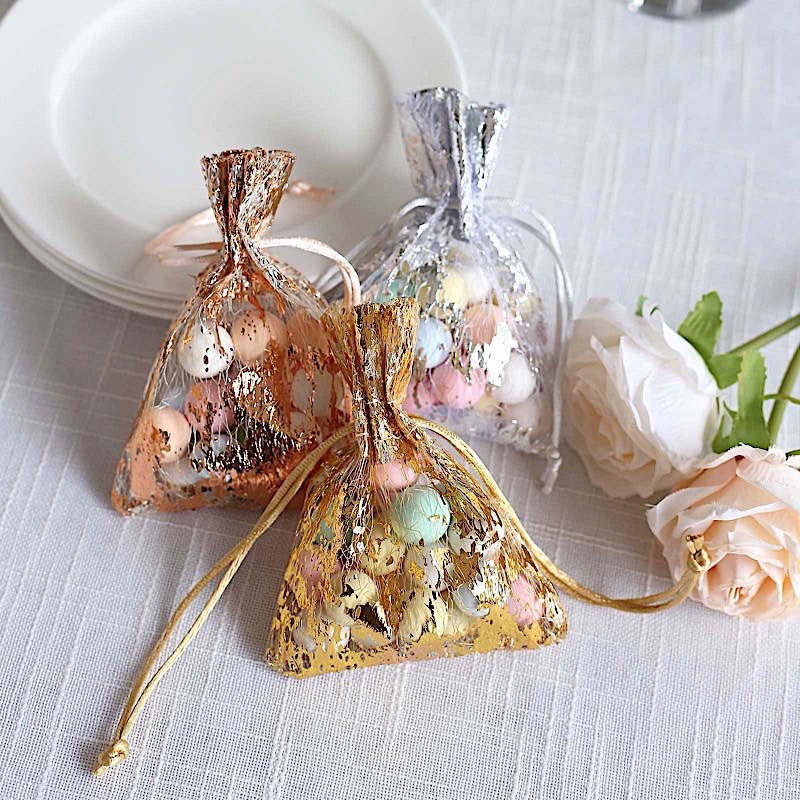 12 Metallic 4" x 5" Polyester Party FAVOR BAGS Pull String Events Decorations - Picture 15 of 25