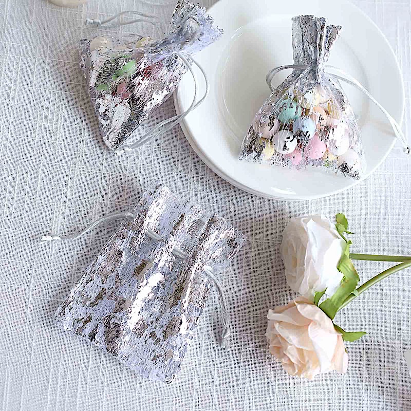 12 Metallic 4" x 5" Polyester Party FAVOR BAGS Pull String Events Decorations - Picture 23 of 25