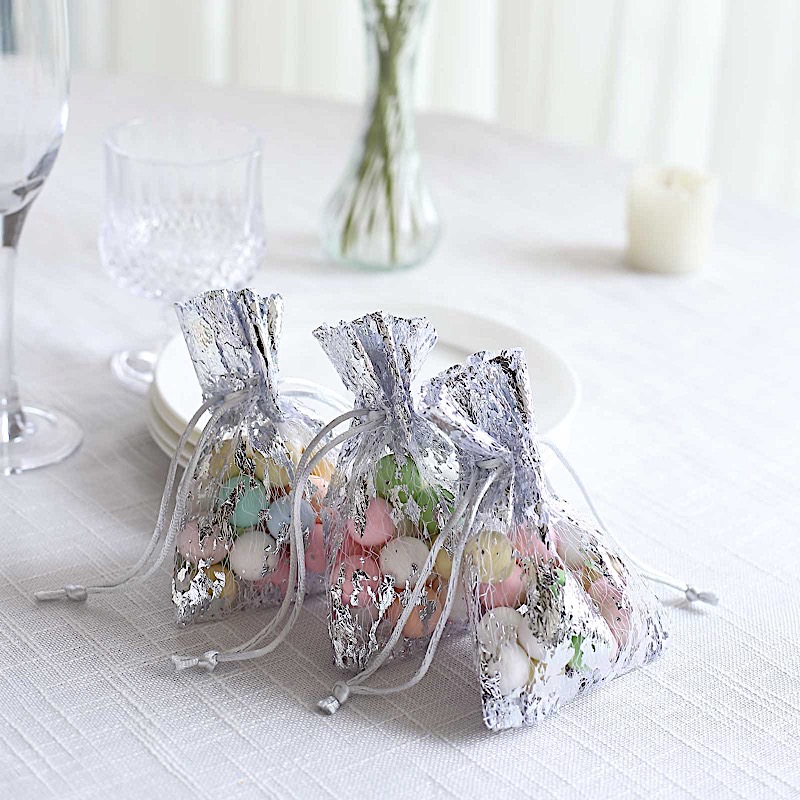 12 Metallic 4" x 5" Polyester Party FAVOR BAGS Pull String Events Decorations - Picture 18 of 25