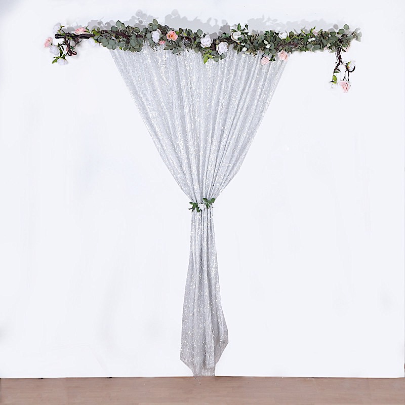 8ft x 8ft Polyester Photo Backdrop Curtain Drape Panel Metallic Fringe Party