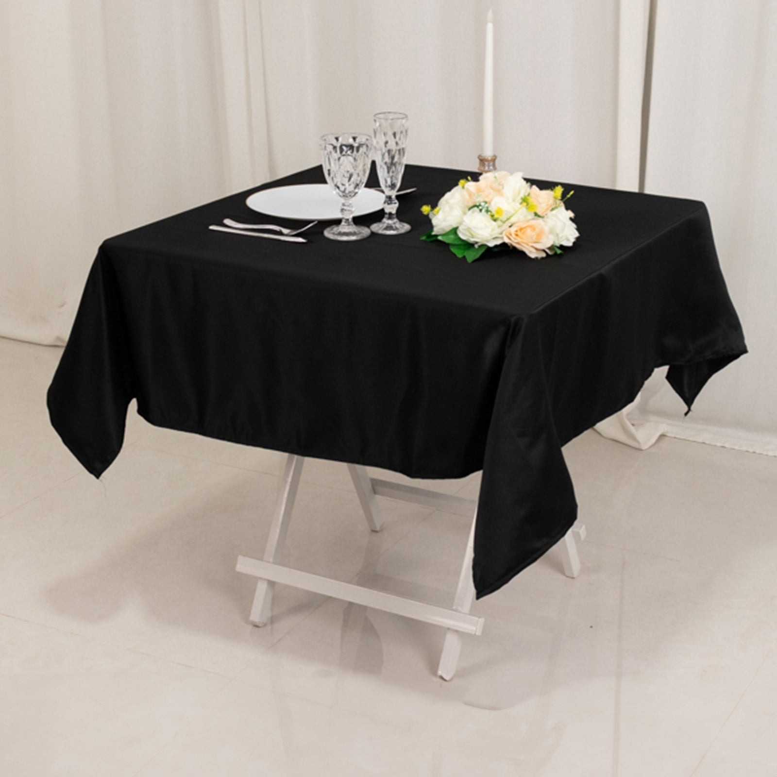 54"x54" Square Lamour Satin Tablecloths for a Wedding Party Decorations Supplies - Picture 12 of 135