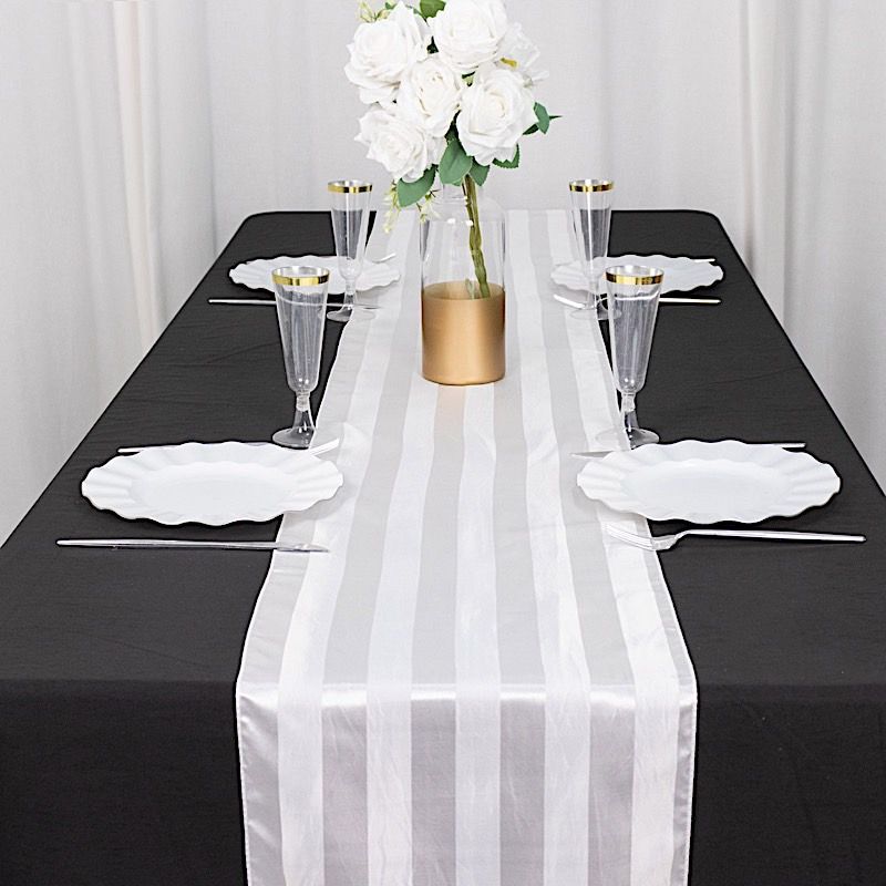 12x108 in Stripes Satin TABLE RUNNER Wedding Party Linens Events Decorations - Picture 58 of 65