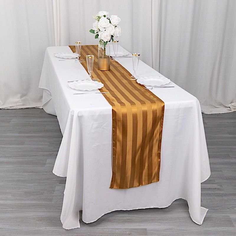 12x108 in Stripes Satin TABLE RUNNER Wedding Party Linens Events Decorations - Picture 21 of 65