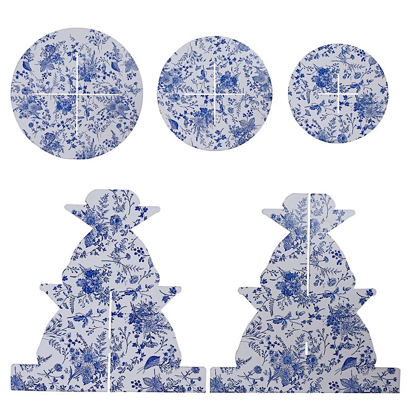 11-Inch tall 3 Tier Floral Print Cardboard Cupcake Stand Set Wedding Decorations - Picture 16 of 17