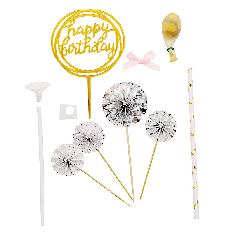 Juego de TOPPER DE PASTEL de feliz cumpleaños ventiladores de papel confeti suministros de decoración de globo - Imagen 51 de 53