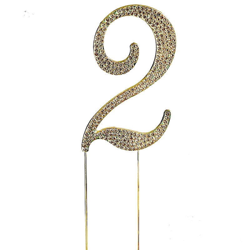 4.5" tall Gold Crystal Rhinestone Cake Topper Wedding Birthday Party Decorations - Picture 12 of 145