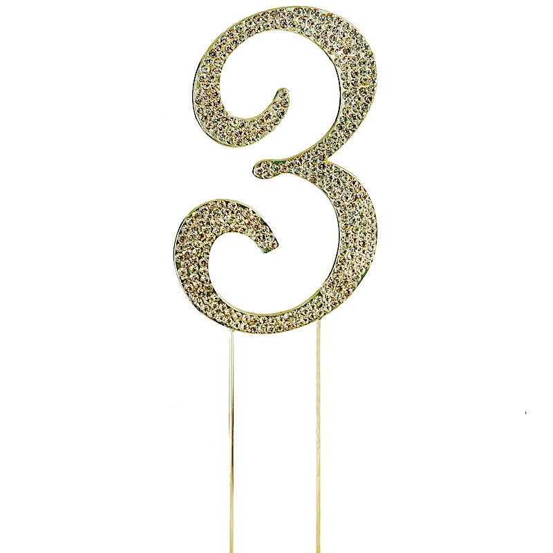 4.5" tall Gold Crystal Rhinestone Cake Topper Wedding Birthday Party Decorations - Picture 17 of 145