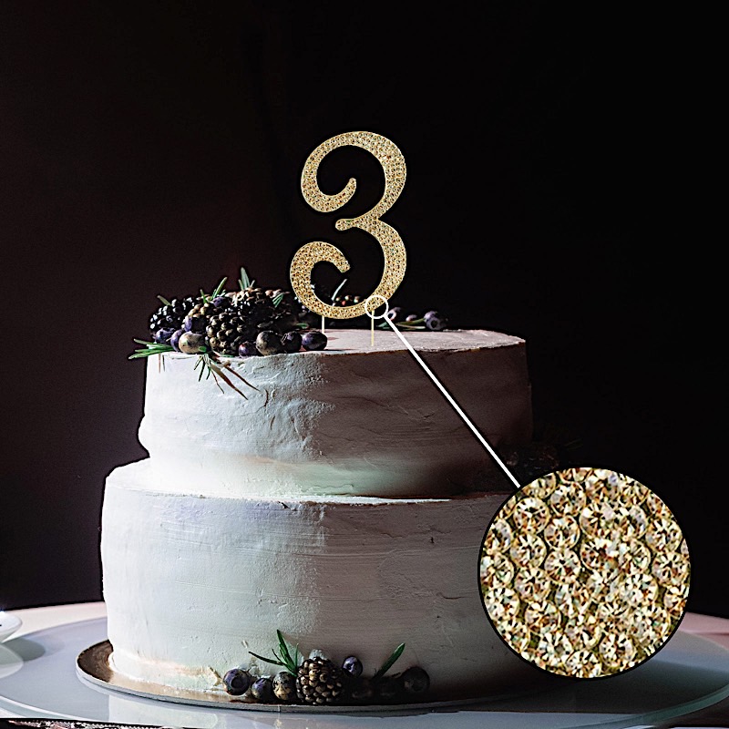 4.5" tall Gold Crystal Rhinestone Cake Topper Wedding Birthday Party Decorations - Picture 19 of 145