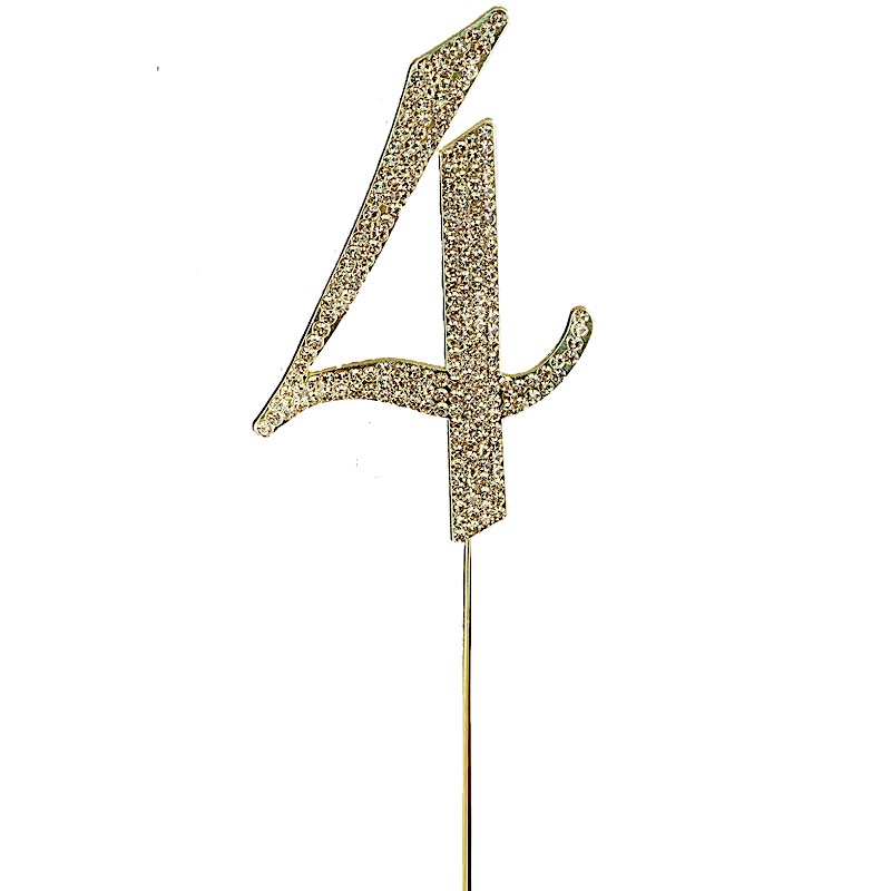4.5" tall Gold Crystal Rhinestone Cake Topper Wedding Birthday Party Decorations - Picture 22 of 145