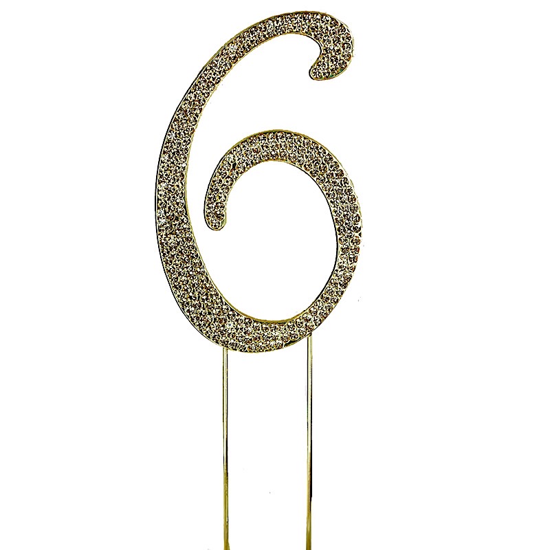 4.5" tall Gold Crystal Rhinestone Cake Topper Wedding Birthday Party Decorations - Picture 32 of 145