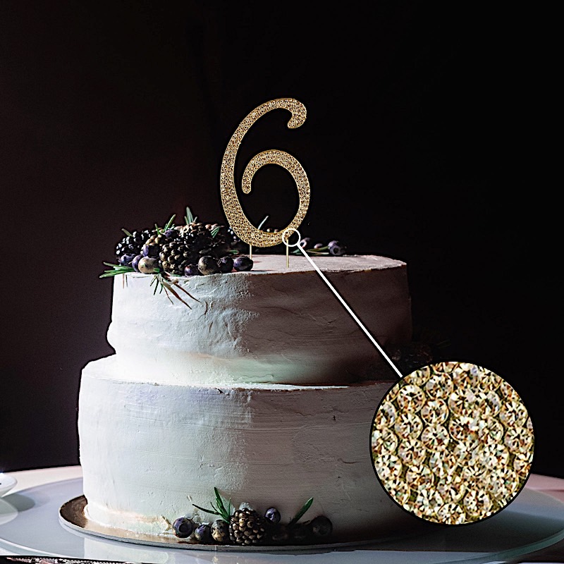 4.5" tall Gold Crystal Rhinestone Cake Topper Wedding Birthday Party Decorations - Picture 34 of 145