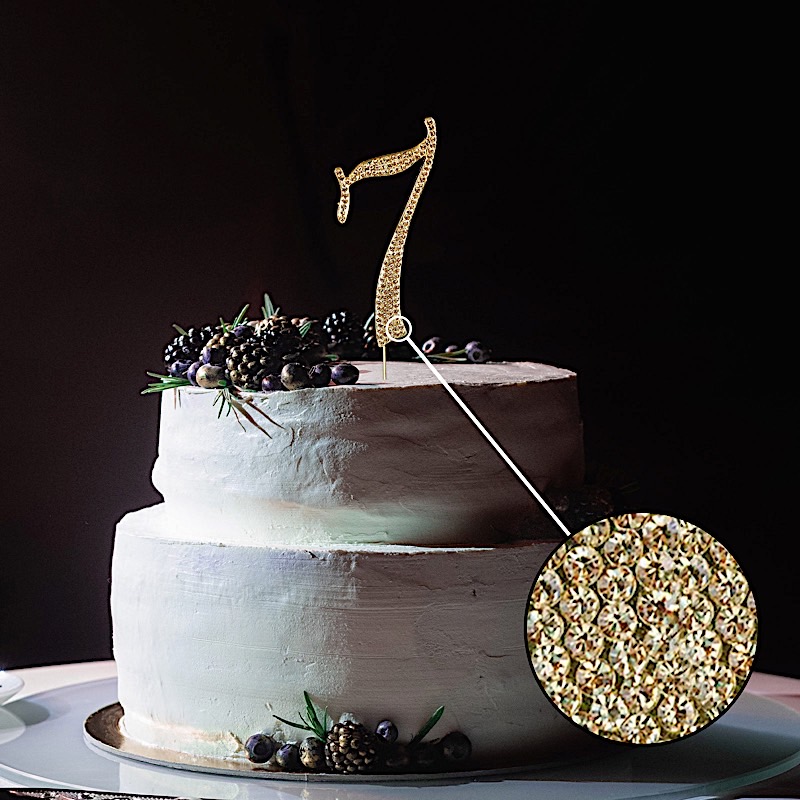 4.5" tall Gold Crystal Rhinestone Cake Topper Wedding Birthday Party Decorations - Picture 39 of 145