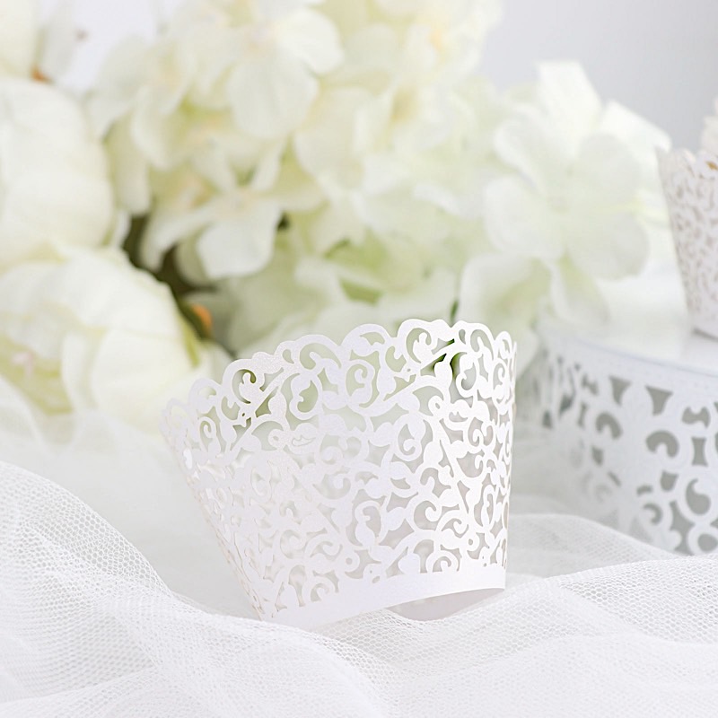 25 forros para magdalenas de papel de encaje cortados con láser envoltorios para fiestas eventos decoraciones - Imagen 62 de 66