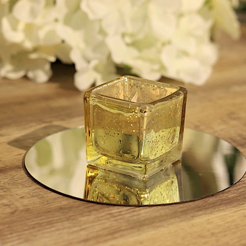 12 Square 2" Speckled Mercury Glass Votive CANDLE HOLDERS Party Home Decorations - Picture 8 of 18