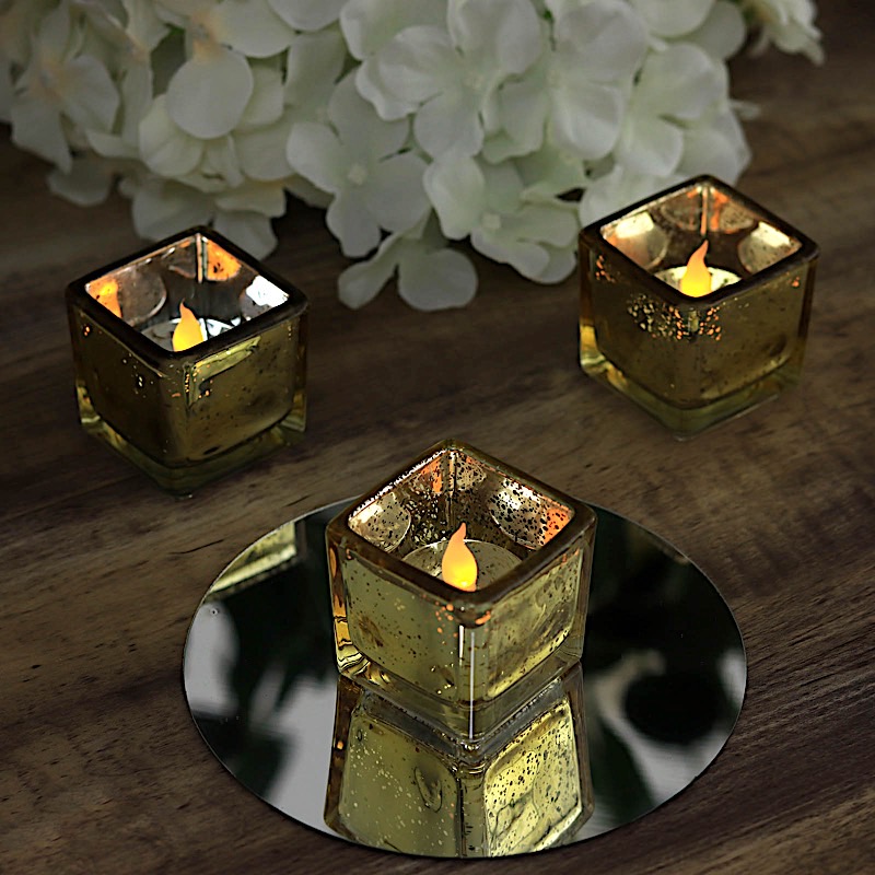 12 Square 2" Speckled Mercury Glass Votive CANDLE HOLDERS Party Home Decorations - Picture 7 of 18
