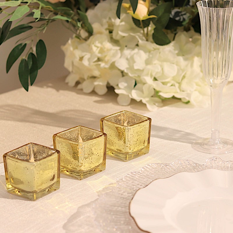 12 Square 2" Speckled Mercury Glass Votive CANDLE HOLDERS Party Home Decorations - Picture 9 of 18