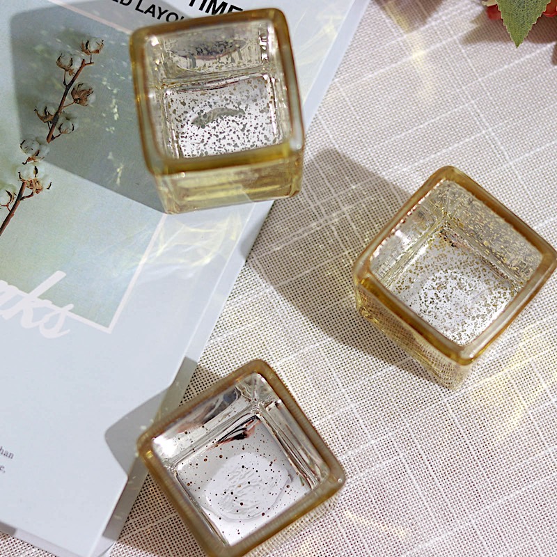 12 Square 2" Speckled Mercury Glass Votive CANDLE HOLDERS Party Home Decorations - Picture 10 of 18
