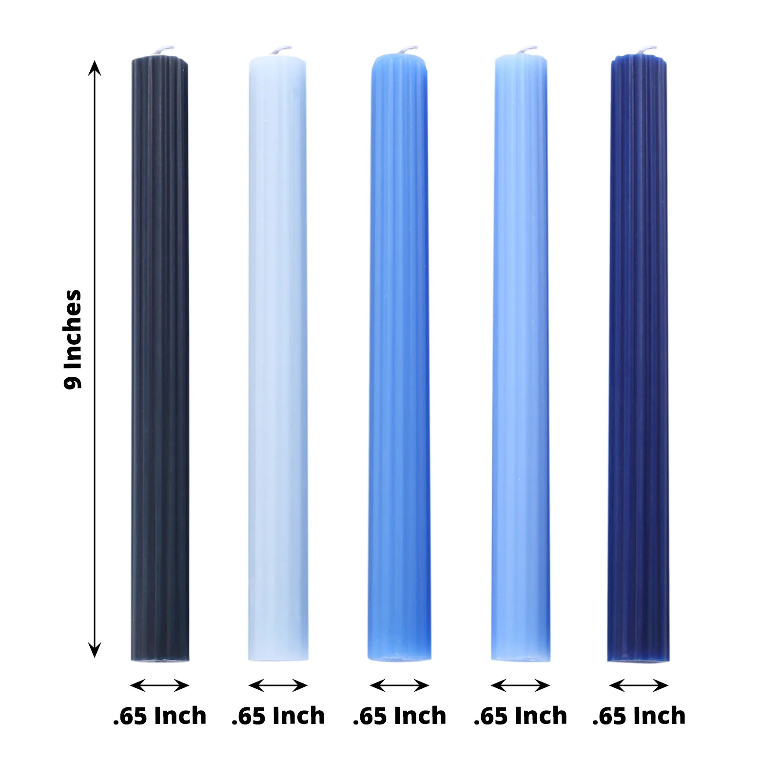 5 Unscented 9 in Premium Wax Taper CANDLES Ribbed Design Party Events Supplies - Picture 14 of 73
