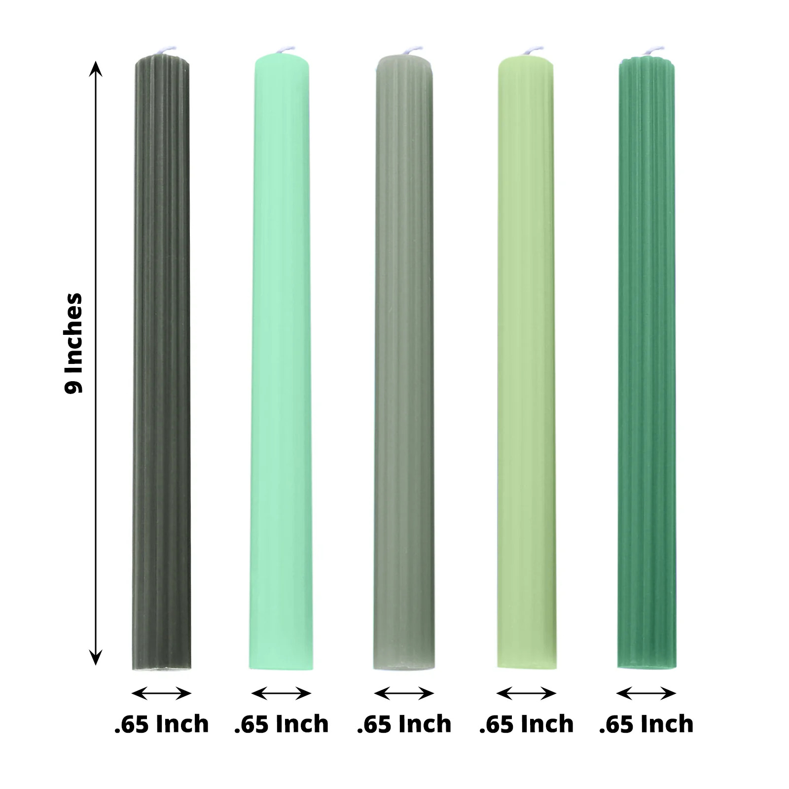 5 Unscented 9 in Premium Wax Taper CANDLES Ribbed Design Party Events Supplies - Picture 22 of 73