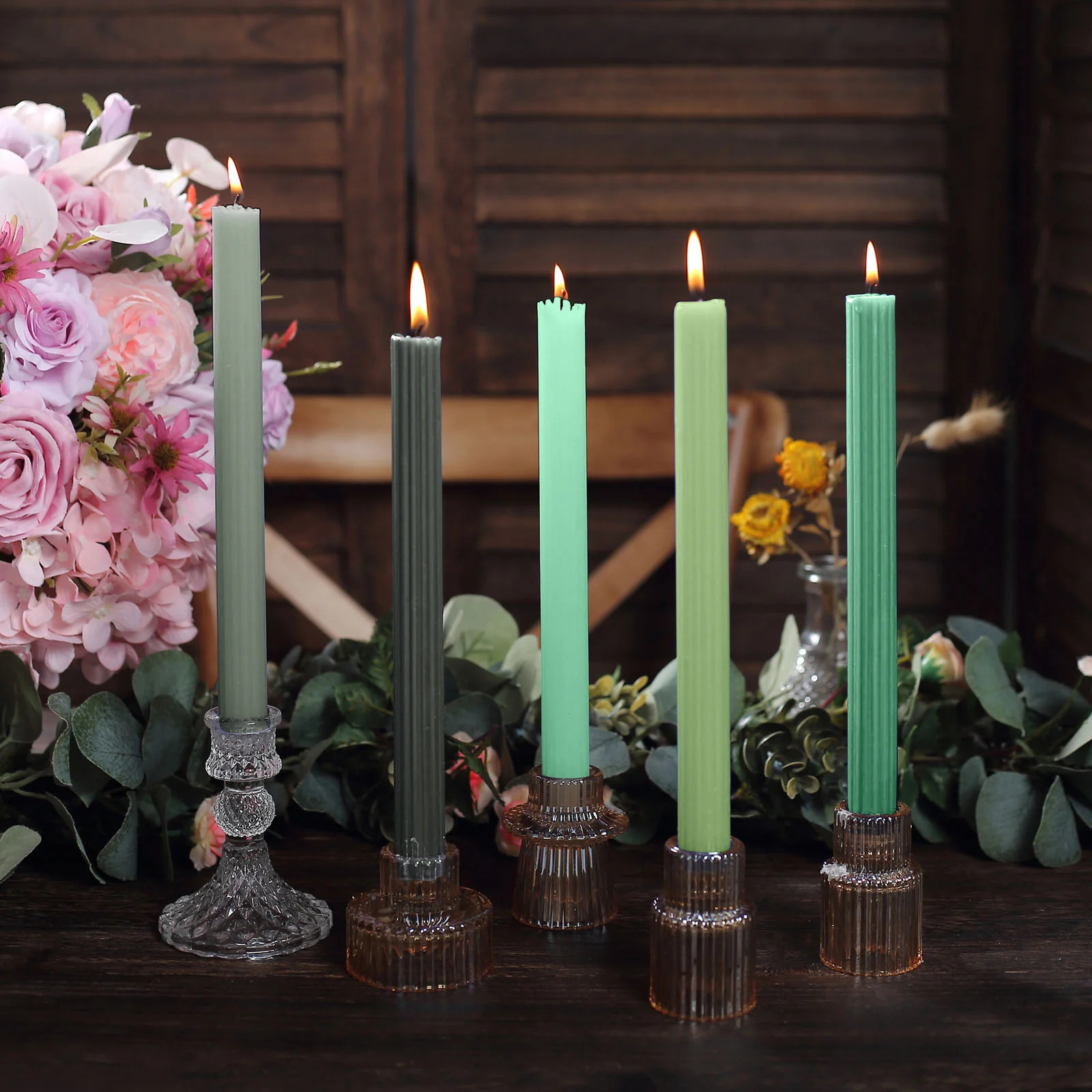 5 Unscented 9 in Premium Wax Taper CANDLES Ribbed Design Party Events Supplies - Picture 20 of 73
