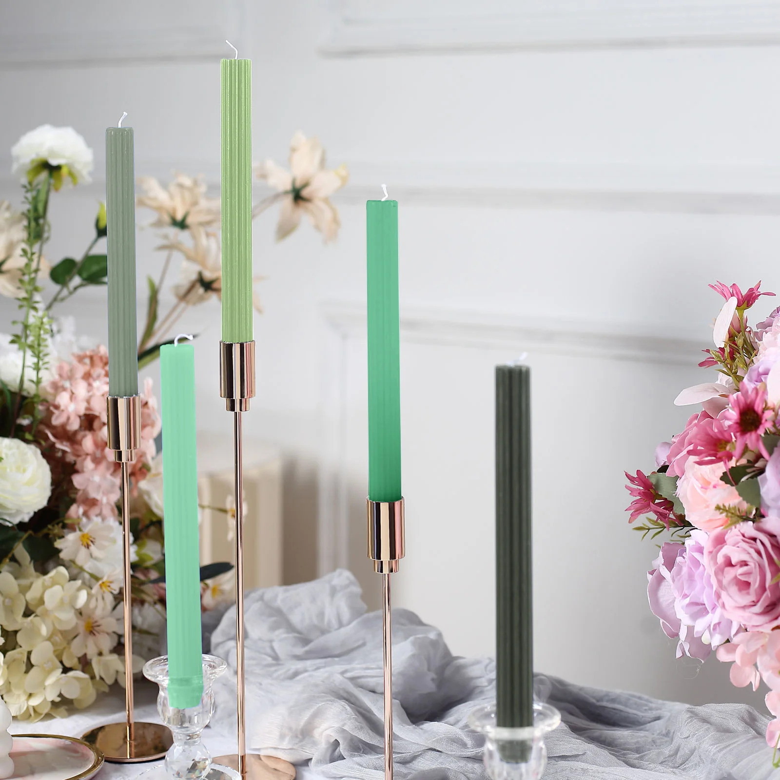 5 Unscented 9 in Premium Wax Taper CANDLES Ribbed Design Party Events Supplies - Picture 23 of 73