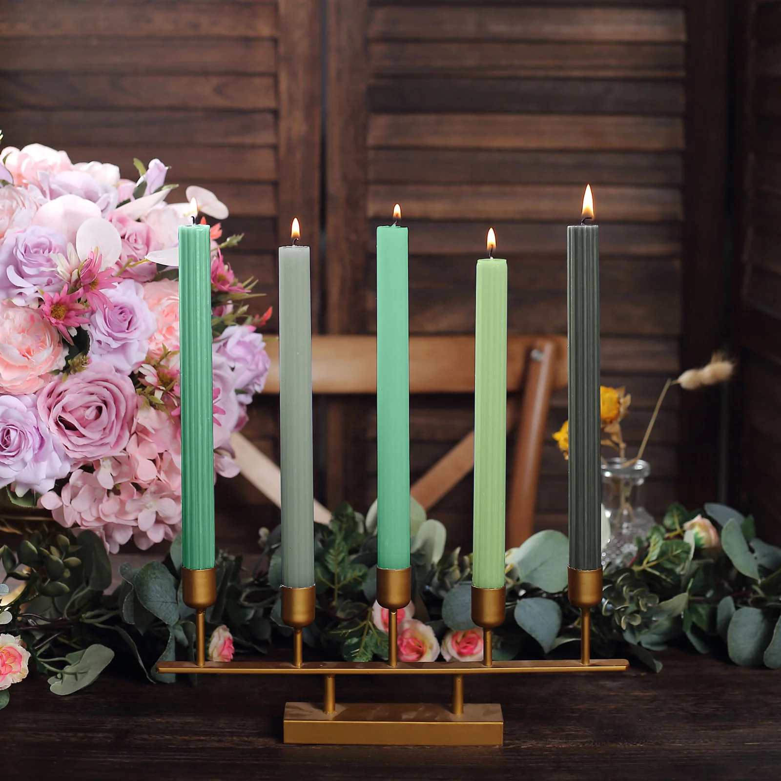 5 Unscented 9 in Premium Wax Taper CANDLES Ribbed Design Party Events Supplies - Picture 19 of 73