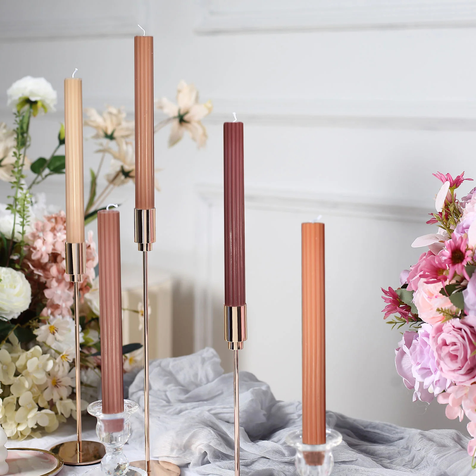 5 Unscented 9 in Premium Wax Taper CANDLES Ribbed Design Party Events Supplies - Picture 31 of 73