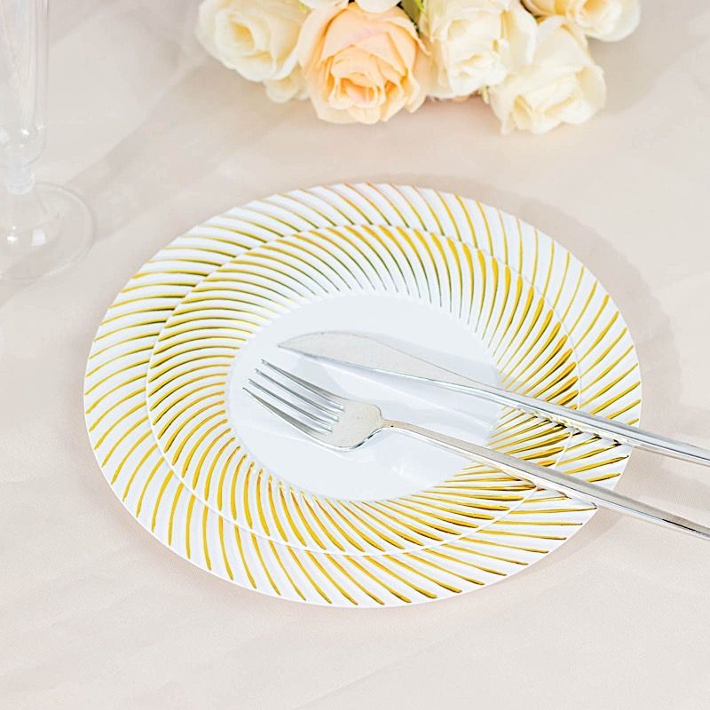 10 Round 7 in Disposable Salad Plastic PLATES Swirl Design Trim Party Events - Picture 14 of 26