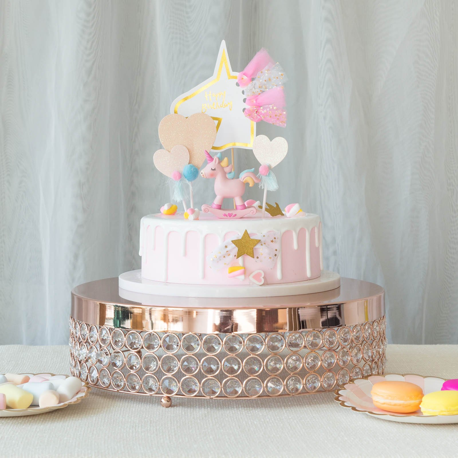 13.5" wide Metal Beaded CAKE STAND Wedding Party Home Birthday Decorations SALE - Picture 13 of 21