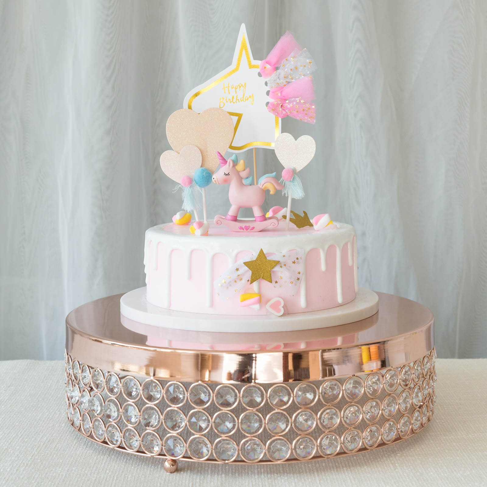 13.5" wide Metal Beaded CAKE STAND Wedding Party Home Birthday Decorations SALE - Picture 14 of 21
