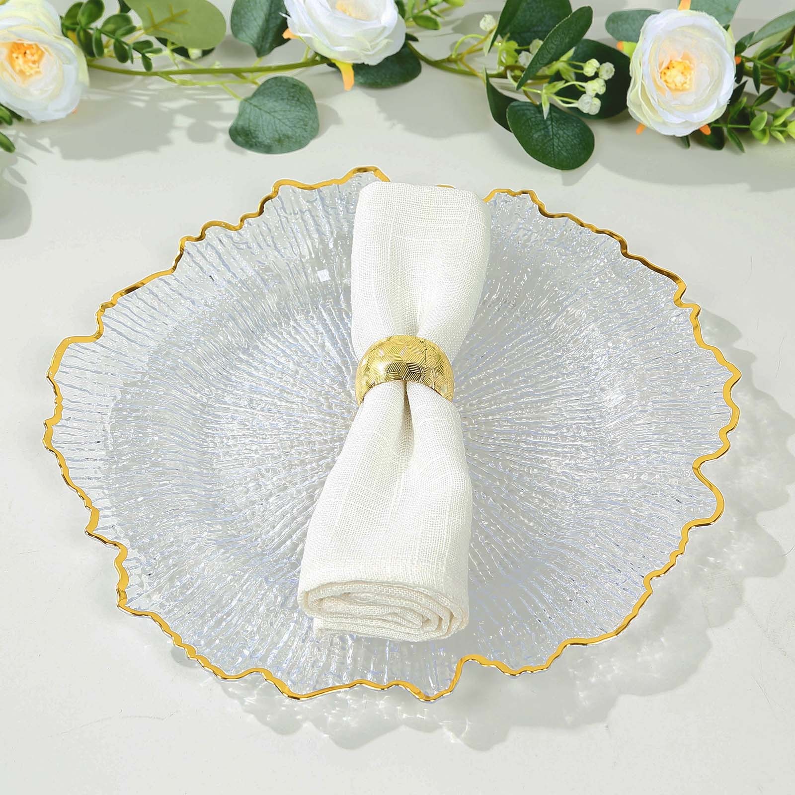 6 pcs 13-Inch Round Textured Charger Plates Wedding Party Table Top Decorations - Picture 39 of 154