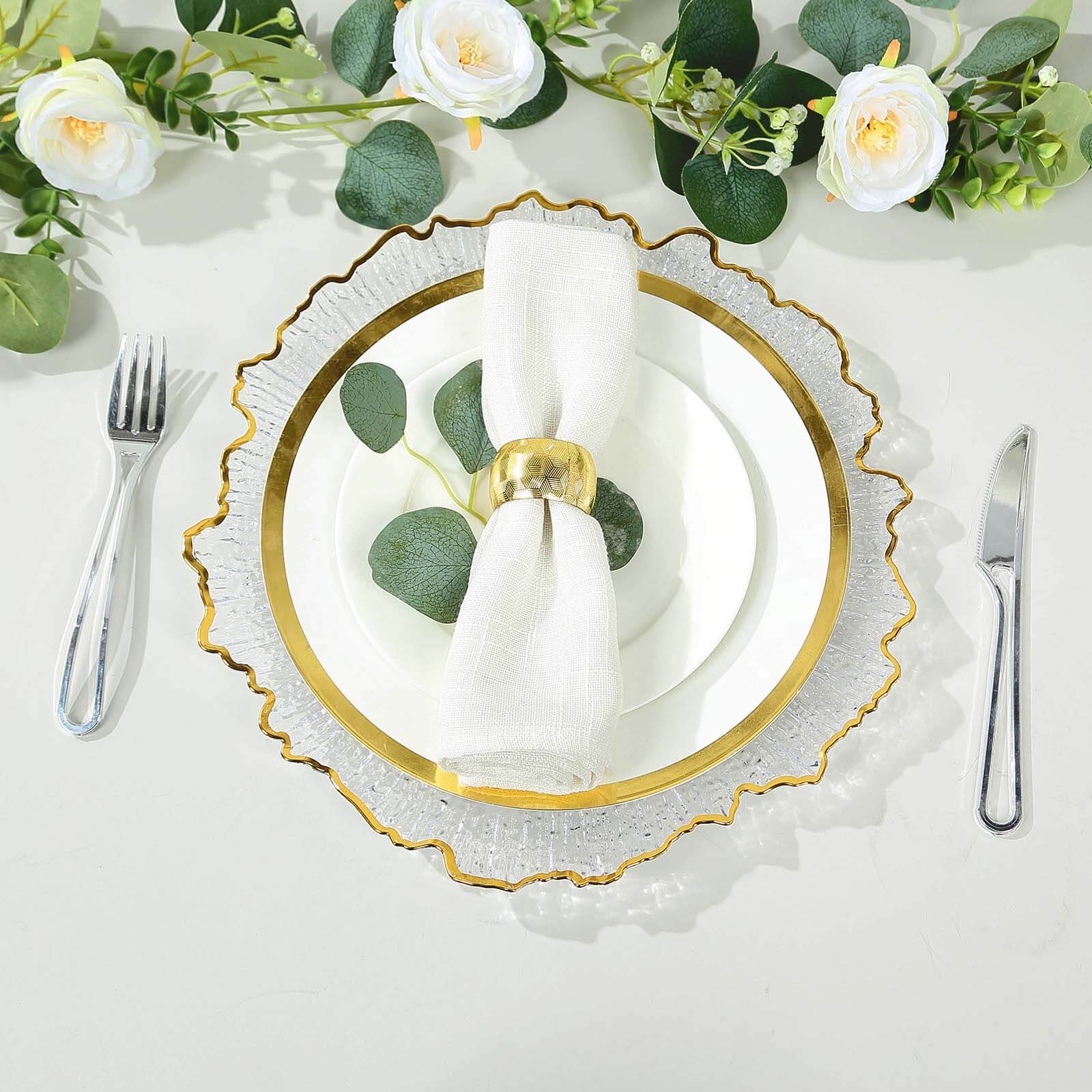 6 pcs 13-Inch Round Textured Charger Plates Wedding Party Table Top Decorations - Picture 38 of 154