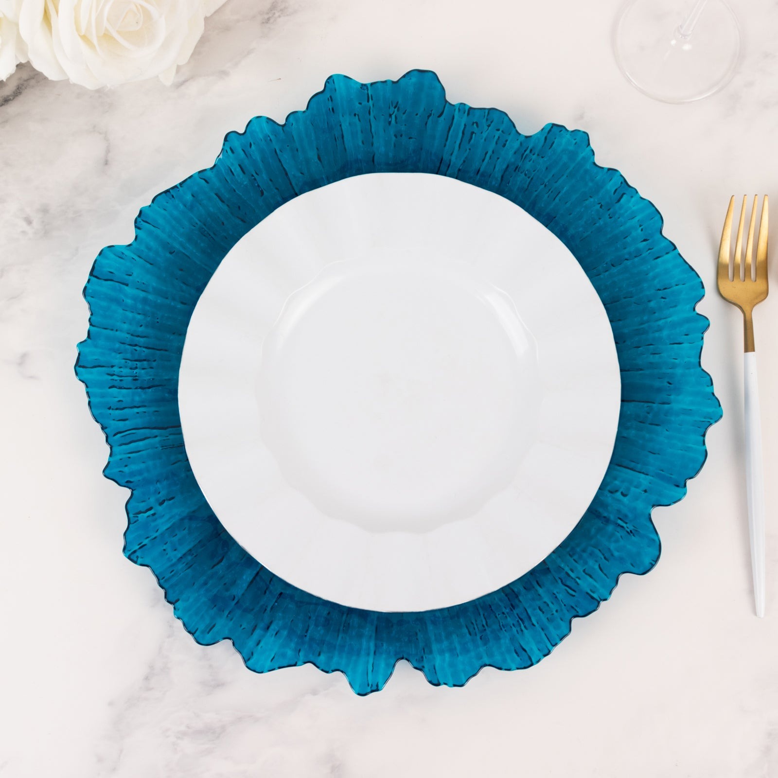 6 pcs 13-Inch Round Textured Charger Plates Wedding Party Table Top Decorations - Picture 144 of 154