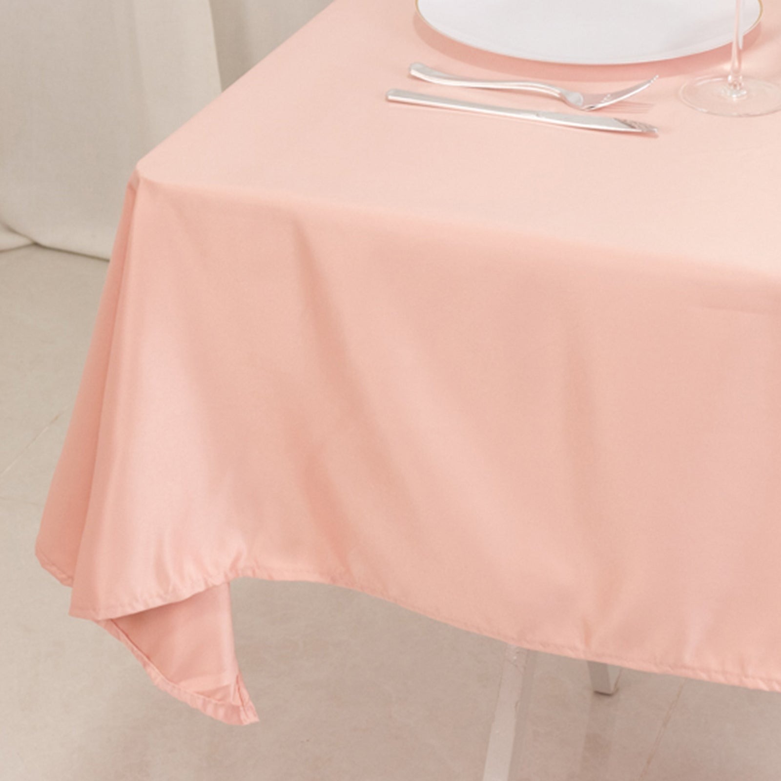 54"x54" Square Lamour Satin Tablecloths for a Wedding Party Decorations Supplies - Picture 46 of 135