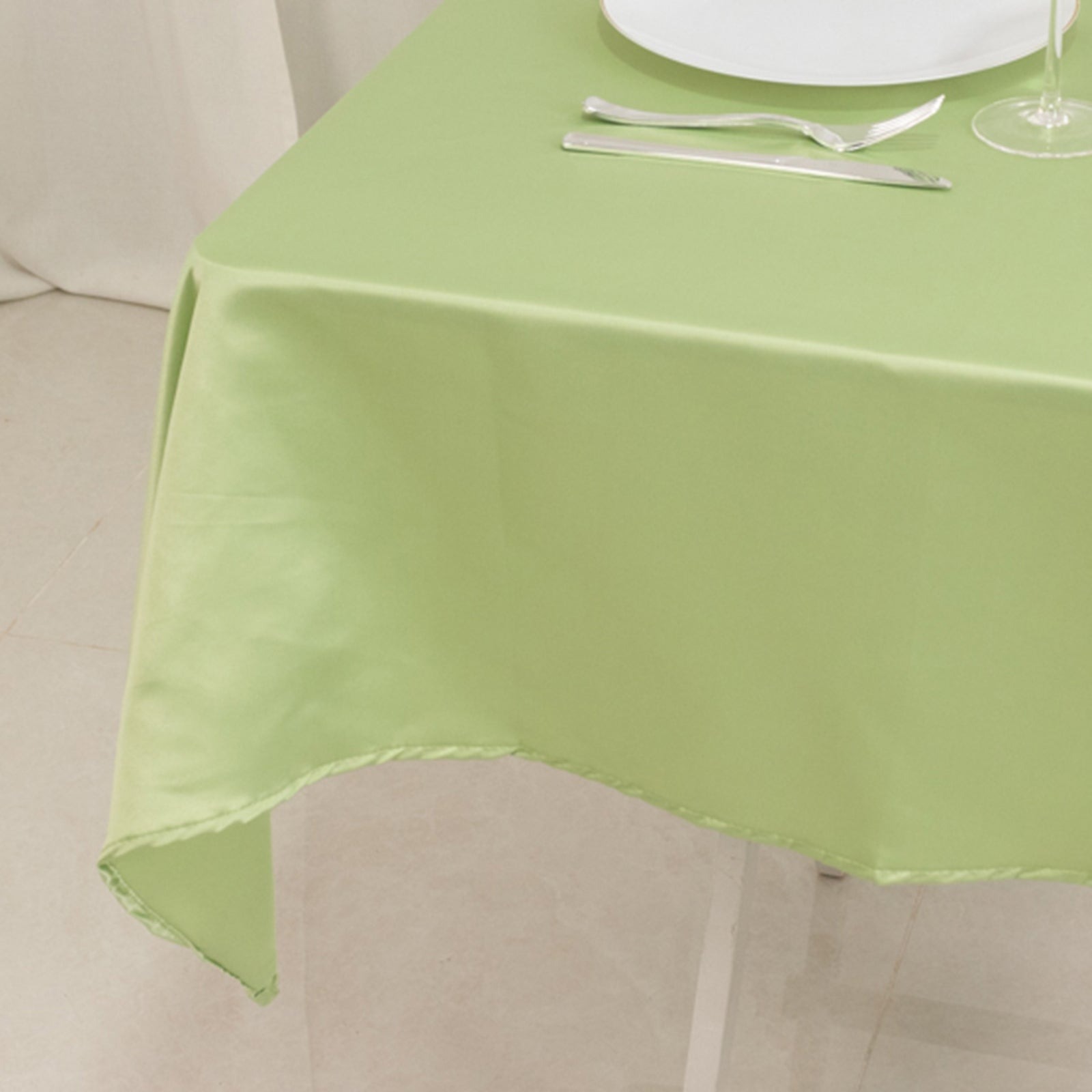 54"x54" Square Lamour Satin Tablecloths for a Wedding Party Decorations Supplies - Picture 121 of 135