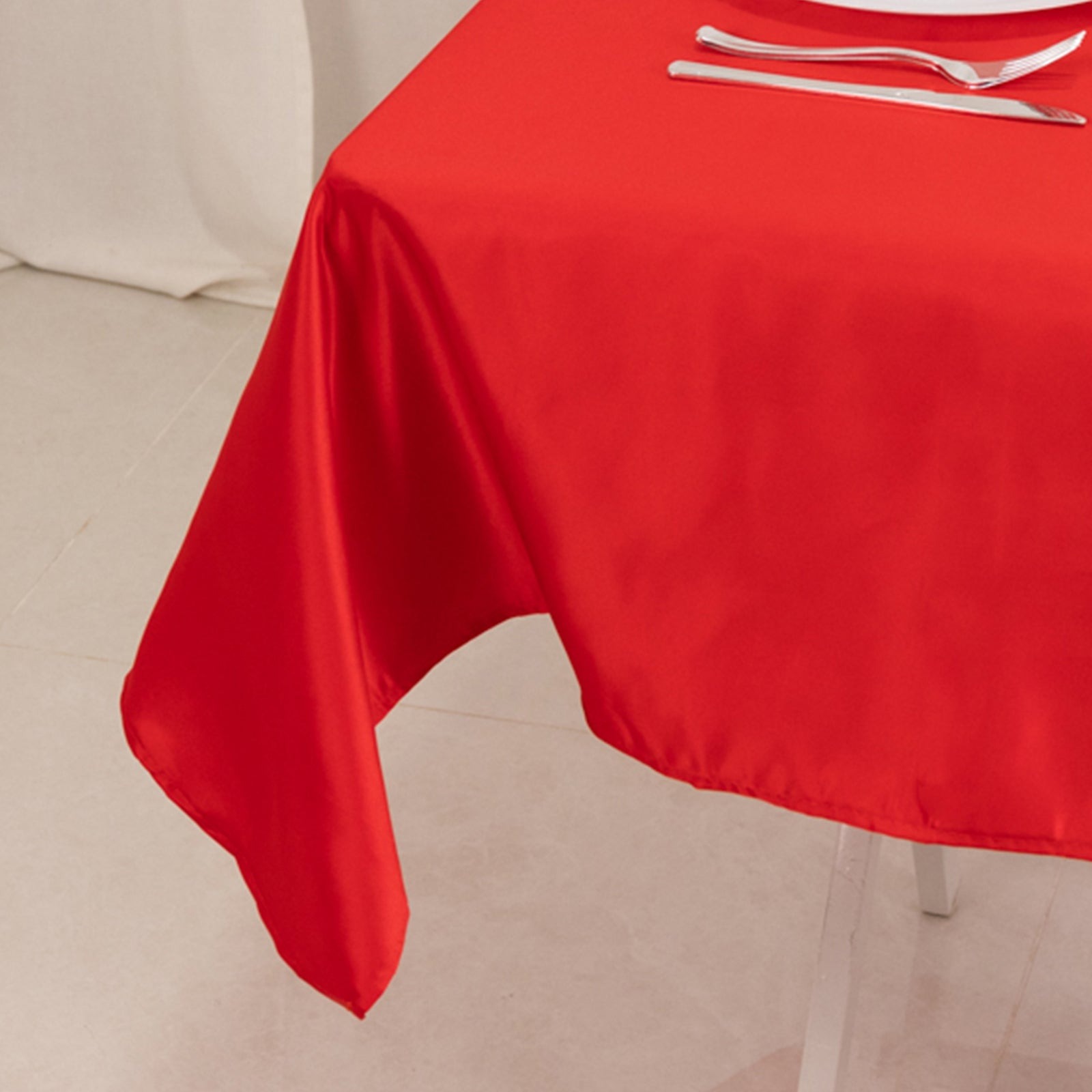 54"x54" Square Lamour Satin Tablecloths for a Wedding Party Decorations Supplies - Picture 109 of 135
