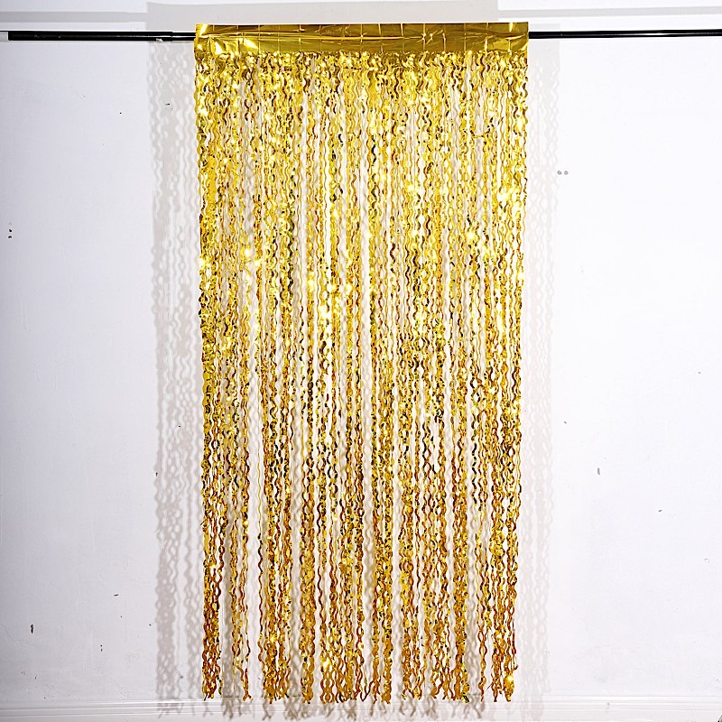 3 ft x 6 ft Metallic Wavy Foil Fringe Backdrop Curtain Party Events Decorations